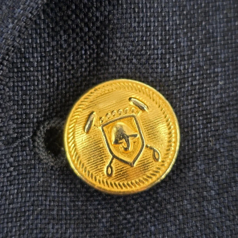 Gino Cappeli Blazer R40 Navy Blue 2-Button Gold Crest Button Sport Coat